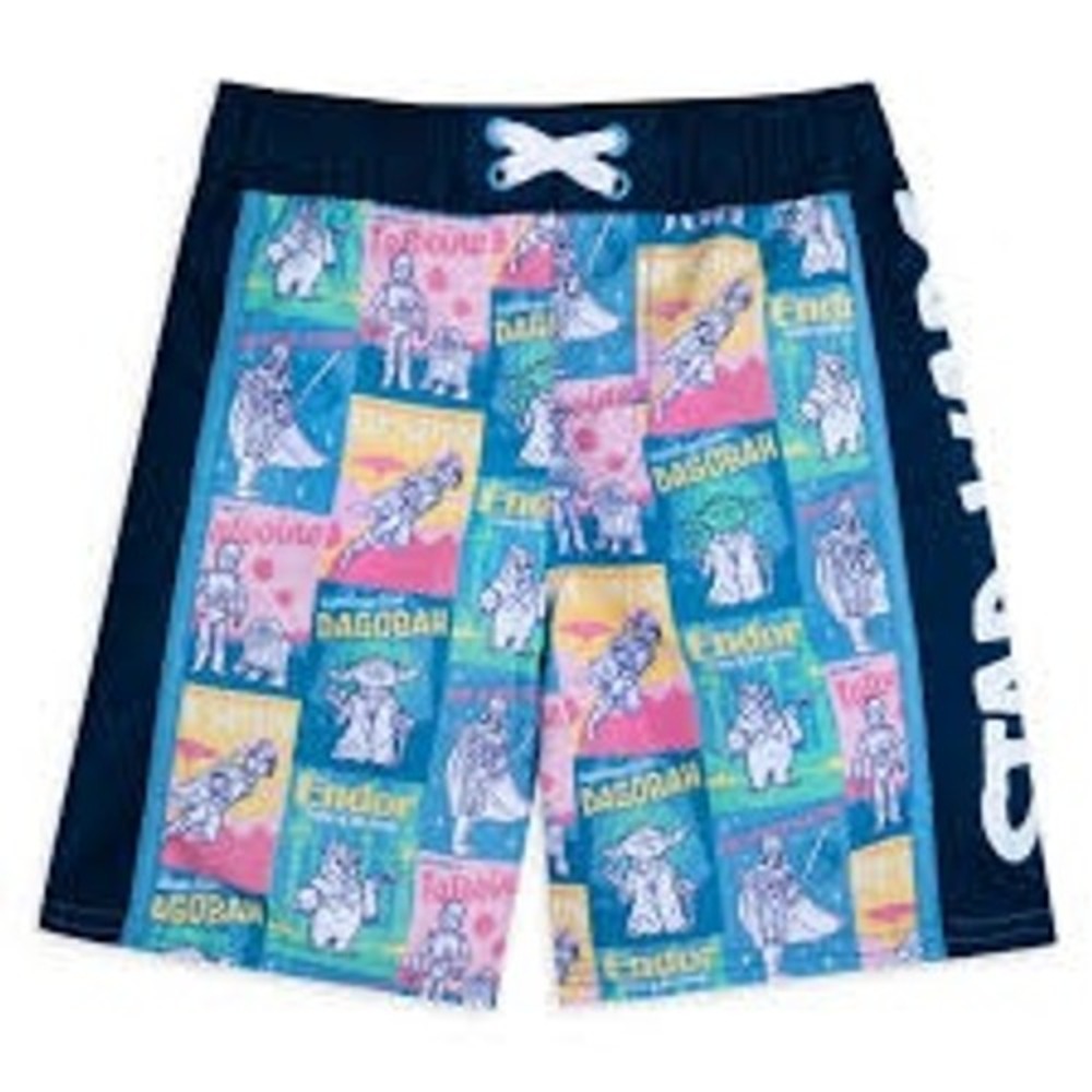 Star Wars Kids Boys Swim Trunks Tatooine Endor Poster Board Shorts Size 5/6